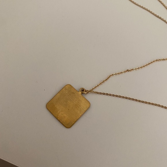 NWT Peach Tree Lane Virginia State Square Pendant Necklace Brass Gold - Picture 5 of 8